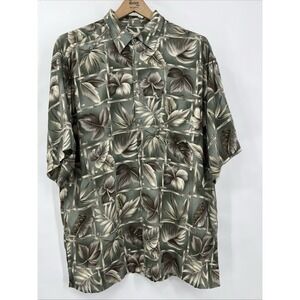 Men's XL Hawaiian Shirt Short Sleeve Button Up Olive Green Camp Luau Cruisewear